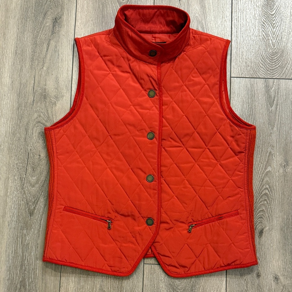 Talbots Quilted Rust/Burnt Orange Bronzr Snap Up Vest - Medium - Petite